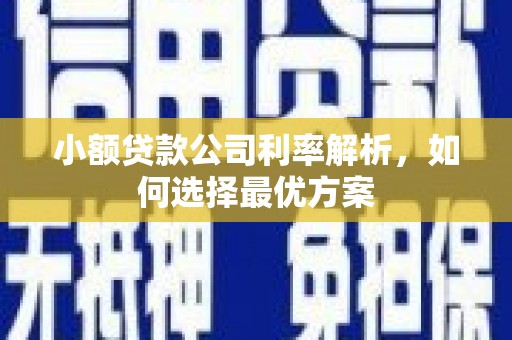 平泉小额贷款公司利率解析，如何选择最优方案
