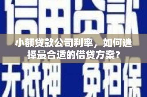 平泉小额贷款公司利率，如何选择最合适的借贷方案？