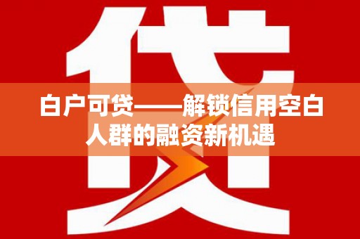 平泉白户可贷——解锁信用空白人群的融资新机遇